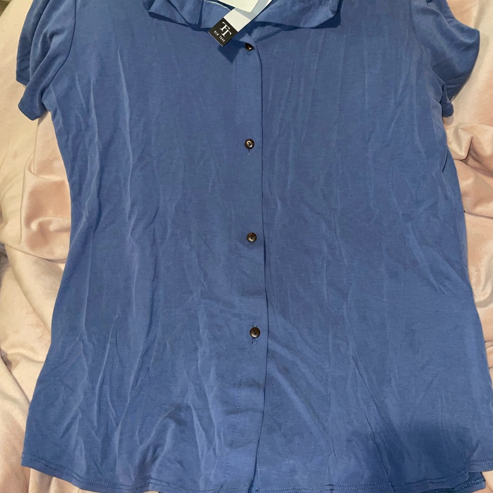 Women's Blue Button-Up Top